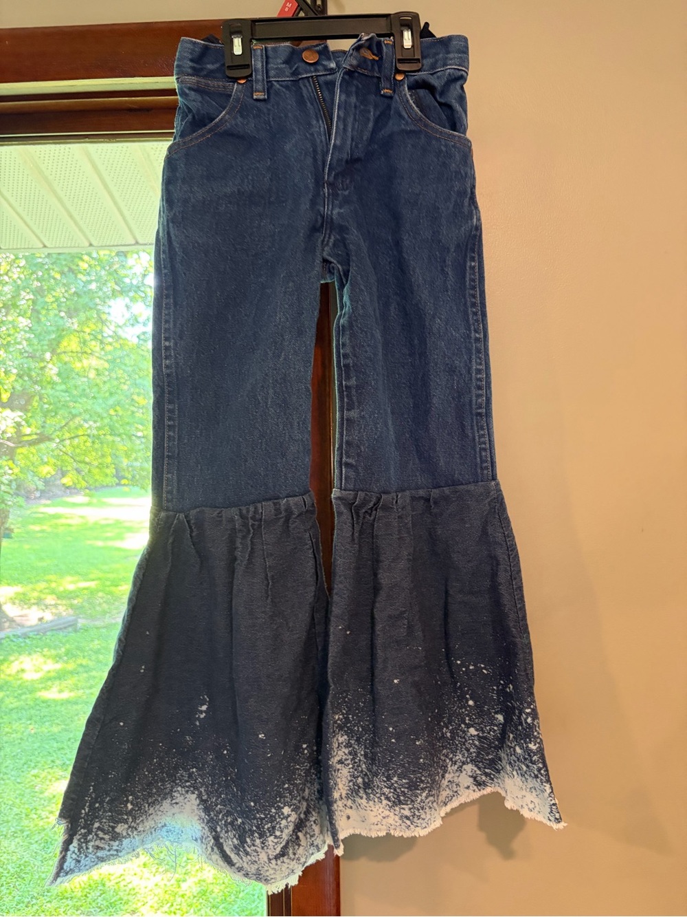 Girls Wrangler Dark Blue Bleached Bell Bottom Jeans